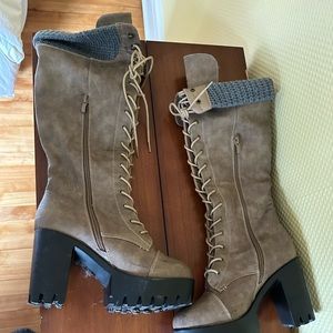 Platform lace up combat boots